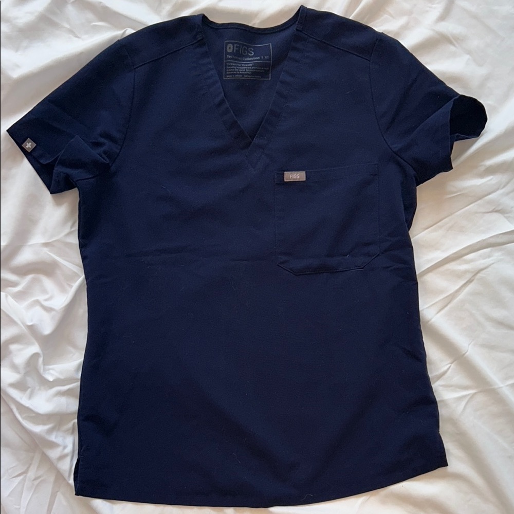 FIGS Navy Catarina one-pocket scrub top
